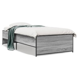 vidaXL Estructura cama madera ingeniería metal gris Sonoma 100x200 cm