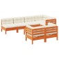 vidaXL Set de sofás jardín 8 pzas con cojines madera pino marrón cera vidaXL Set de sofás jardín 8 pzas con cojines madera pino marrón cera