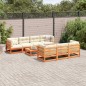 vidaXL Set de sofás jardín 8 pzas con cojines madera pino marrón cera