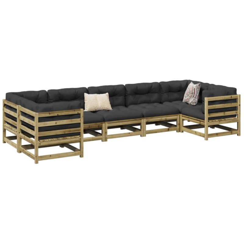 vidaXL Juego de sofás de jardín 7 pzas madera de pino impregnada vidaXL Juego de sofás de jardín 7 pzas madera de pino impregnada