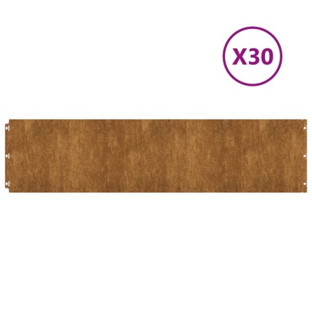 vidaXL Bordes de césped acero corten flexible 30 piezas 25x103 cm