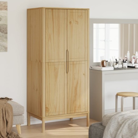 vidaXL Armario FLORO madera maciza de pino marrón cera 77x53x171 cm