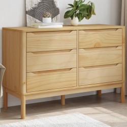 vidaXL Cómoda cajonera FLORO madera maciza de pino marrón cera