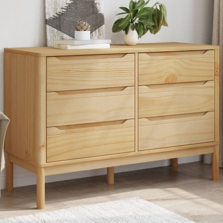 vidaXL Cómoda cajonera FLORO madera maciza de pino marrón cera