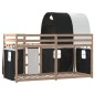 vidaXL Litera con cortinas madera maciza pino blanco y negro 90x190 cm vidaXL Litera con cortinas madera maciza pino blanco y negro 90x190 cm