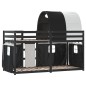 vidaXL Litera con cortinas madera maciza pino blanco y negro 90x190 cm vidaXL Litera con cortinas madera maciza pino blanco y negro 90x190 cm