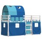 vidaXL Litera con cortinas madera maciza de pino azul 75x190 cm