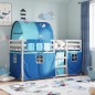 vidaXL Litera con cortinas madera maciza de pino azul 75x190 cm