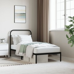 vidaXL Estructura de cama con cabecero metal negro 90x200 cm