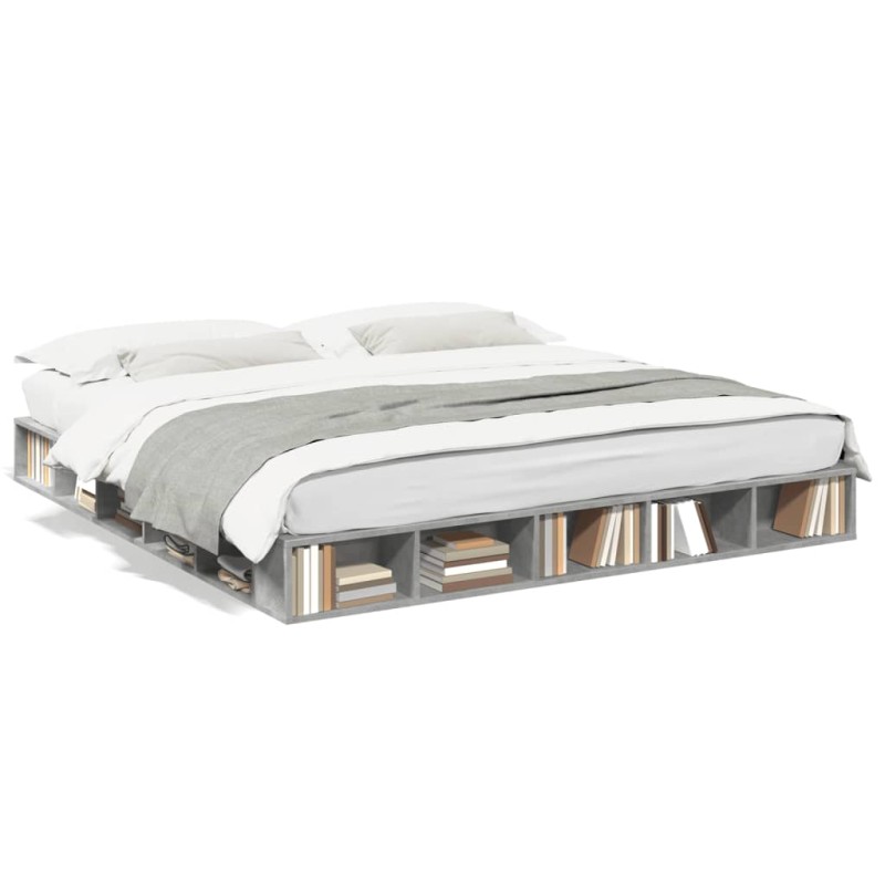 vidaXL Estructura de cama madera de ingeniería gris hormigón 180x200cm vidaXL Estructura de cama madera de ingeniería gris hormigón 180x200cm