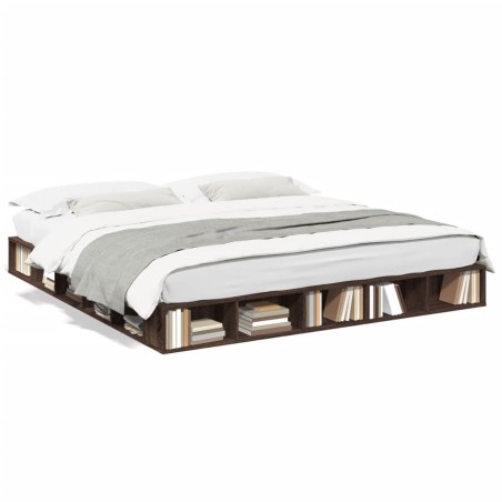 vidaXL Estructura de cama madera de ingeniería marrón roble 180x200 cm