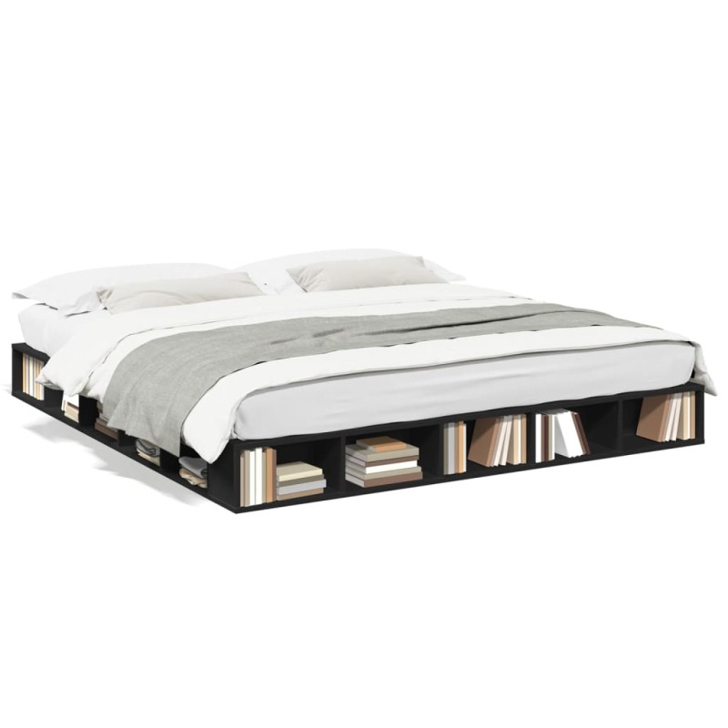 vidaXL Estructura de cama madera de ingeniería negra 180x200 cm