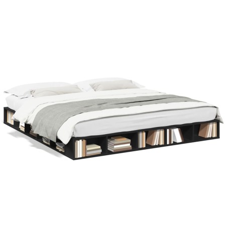 vidaXL Estructura de cama madera de ingeniería negra 180x200 cm