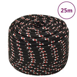 vidaXL Cuerda de barco polipropileno negra 14 mm 25 m