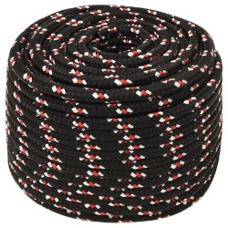 vidaXL Cuerda de barco polipropileno negra 14 mm 25 m