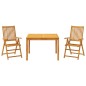 vidaXL Juego de comedor de jardín 3 piezas madera maciza de acacia vidaXL Juego de comedor de jardín 3 piezas madera maciza de acacia