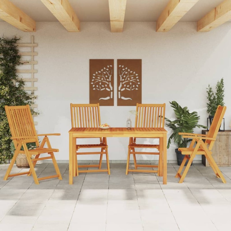 vidaXL Juego de comedor de jardín 5 piezas madera maciza de acacia vidaXL Juego de comedor de jardín 5 piezas madera maciza de acacia
