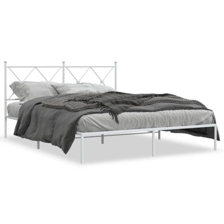 vidaXL Estructura de cama de metal con cabecero blanca 150x200 cm
