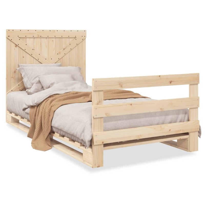 vidaXL Estructura de cama con cabecero madera maciza pino 100x200 cm vidaXL Estructura de cama con cabecero madera maciza pino 100x200 cm