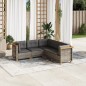 vidaXL Juego de sofás jardín con cojines 5 pzas ratán sintético gris vidaXL Juego de sofás jardín con cojines 5 pzas ratán sintético gris