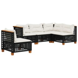 vidaXL Set de muebles de jardín 5 pzas y cojines ratán sintético negro