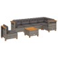 vidaXL Set de sofás de jardín 7 pzas con cojines ratán sintético gris vidaXL Set de sofás de jardín 7 pzas con cojines ratán sintético gris