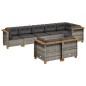 vidaXL Set de sofás de jardín 8 pzas y cojines ratán sintético gris vidaXL Set de sofás de jardín 8 pzas y cojines ratán sintético gris