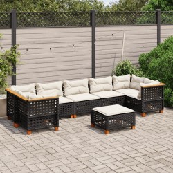 vidaXL Set de sofás de jardín 8 piezas y cojines ratán sintético negro