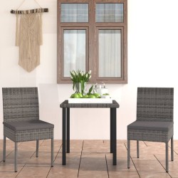 vidaXL Juego de comedor para jardín 3 piezas ratán sintético gris