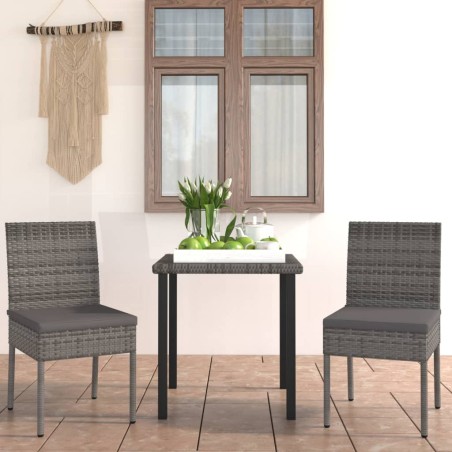 vidaXL Juego de comedor para jardín 3 piezas ratán sintético gris