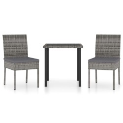 vidaXL Juego de comedor para jardín 3 piezas ratán sintético gris