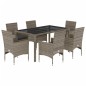vidaXL Set comedor jardín 7 pzas y cojines ratán sintético vidrio gris vidaXL Set comedor jardín 7 pzas y cojines ratán sintético vidrio gris