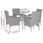 vidaXL Set comedor jardín 5 pzas y cojines ratán sintético vidrio gris vidaXL Set comedor jardín 5 pzas y cojines ratán sintético vidrio gris
