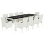 vidaXL Set comedor jardín 11 pzas con cojines ratán PE vidrio blanco vidaXL Set comedor jardín 11 pzas con cojines ratán PE vidrio blanco