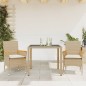 vidaXL Set comedor jardín 3 pzas cojines ratán sintético vidrio beige vidaXL Set comedor jardín 3 pzas cojines ratán sintético vidrio beige