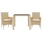 vidaXL Set comedor jardín 3 pzas cojines ratán sintético vidrio beige vidaXL Set comedor jardín 3 pzas cojines ratán sintético vidrio beige