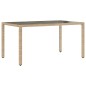 vidaXL Set comedor jardín 7 pzas cojines ratán sintético vidrio beige vidaXL Set comedor jardín 7 pzas cojines ratán sintético vidrio beige