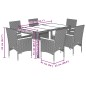 vidaXL Set comedor jardín 7 pzas cojines ratán sintético vidrio beige vidaXL Set comedor jardín 7 pzas cojines ratán sintético vidrio beige