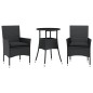 vidaXL Set comedor jardín 3 pzas cojines ratán sintético vidrio negro vidaXL Set comedor jardín 3 pzas cojines ratán sintético vidrio negro
