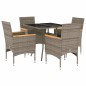 vidaXL Set comedor jardín 5 pzas y cojines ratán sintético vidrio gris vidaXL Set comedor jardín 5 pzas y cojines ratán sintético vidrio gris