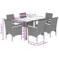 vidaXL Set de comedor jardín 7 pzas con cojines ratán PE acacia gris