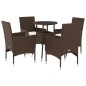 vidaXL Set comedor jardín 5 pzas cojines ratán sintético vidrio marrón vidaXL Set comedor jardín 5 pzas cojines ratán sintético vidrio marrón