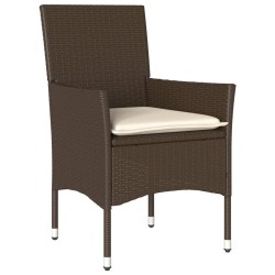 vidaXL Set comedor jardín 5 pzas cojines ratán sintético vidrio marrón