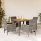 vidaXL Set de comedor jardín 5 pzas con cojines ratán PE acacia gris
