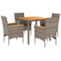 vidaXL Set de comedor jardín 5 pzas con cojines ratán PE acacia gris
