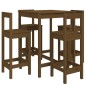 vidaXL Mesa y taburetes altos de jardín 5 pzas madera pino marrón miel vidaXL Mesa y taburetes altos de jardín 5 pzas madera pino marrón miel