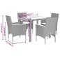 vidaXL Set de comedor jardín 5 pzas con cojines ratán PE acacia gris