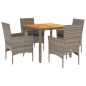 vidaXL Set de comedor jardín 5 pzas con cojines ratán PE acacia gris vidaXL Set de comedor jardín 5 pzas con cojines ratán PE acacia gris