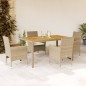 vidaXL Set de comedor jardín 5 pzas con cojines ratán PE acacia beige