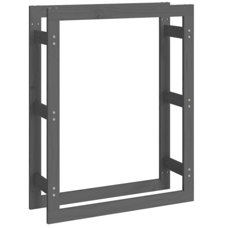 vidaXL Estante para leña madera maciza de pino gris 80x25x100 cm